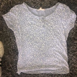 Blue top with white design